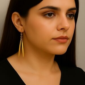 Bold Gold Fringe Dangle Earrings – 3" Long Statement Style Fashion Jewelry